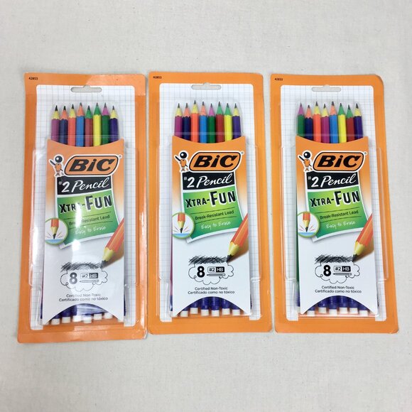 3 Packs Bic #2 Pencil Xra-Fun Back To School HB Colorful Drawing - Picture 2 of 4